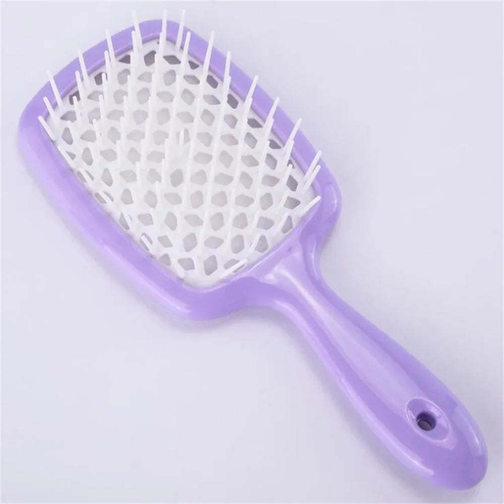 Woxinda No Frizz Brush Hair Brush with Hole in The Middle Makeup Metal Telescopic Brush Cheek Brush Blush Brush Makeup Brush, Size: One size, Purple